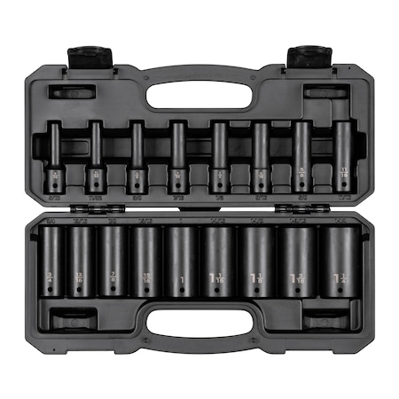 Tekton 1/2 Inch Drive Deep 12-Point Impact Socket Set, 17-Piece (5/16 - 1-1/4 in.) SID92337